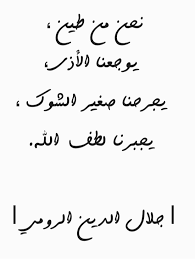 نحن من طين يوجعنا الأذى يجرحنا صغير الشوك يجبرنا لطف الله جلال الدين الرومي arabic calligraphy reading quotes