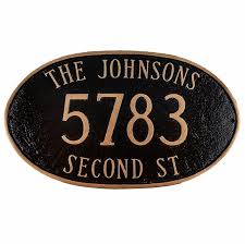 Simple and classic, these adhesive letters and numbers are perfect for use on a mailbox or your home. Oval Address Plaque With 3 Lines Displays Name House Number And Street