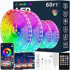 Amazon Com Led Strip Lights 60ft Led Light Strip Music Sync Color Changing Rgb Led Strip Built In Mic Blue In 2021 Led Strip Lighting Led Rope Lights Led Light Strips