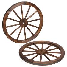 This rustic bench is right at home on patio, porch or lawn. Trademark Innovations Decorative Vintage Wood Garden Wagon Wheel With Steel Rim Set Of 2 Walmart Com Walmart Com