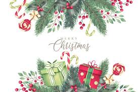 Download Download Christmas Background With Watercolor Nature And Gifts For Free Christmas Background Merry Christmas Images Merry Christmas And Happy New Year SVG Cut Files