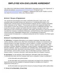 034 Template Ideas Employee Non Disclosure Agreement Nda