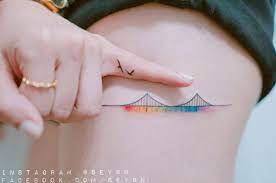 Colorful Bridge Tattoo By Seyoon Gim Small Finger Tattoos Tiny Tattoos Small Colorful Tattoos