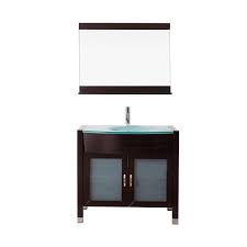 Any one of our glass vanities will add a sense of style and freshness to any bathroom. Virtu Usa Um 3071 G Es 001 Ava 36 Inch Single Bath Vanity With Aqua Tempered Glass Top And Round Sink With Brushed