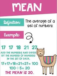 Data Analysis Math Posters Mean Median Mode Range With A Llama Theme Math Poster Math Data Analysis