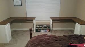 Diy L Shaped Desks Using Wall Cabinets And Butchers Block Wombatnest Desks For Small Spaces Bedroom Desk Organization Small Space Diy
