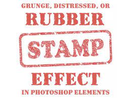 I used stencil font instead for this rubber stamp effect, which i'm happy with the result: How To Apply Rubber Stamp Effects In Photoshop Elements 8