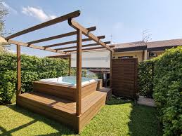 Tende da sole per esterni. Vivereverde Vasca Idromassaggio Jacuzzi Vasca Idromassaggio Jacuzzi Da Esterno Decking In Wpc Decking Wpc Un Bagno Di Relax