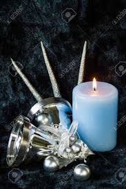 30m waterproof women`s 3 round decorations black round face pyramid quartz watch. Christmas Candle In Blue And Silver Decoration With Black Velvet Stock Photo Picture And Royalty Free Image Image 17441223