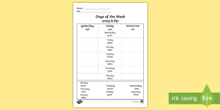 See more ideas about worksheets, fun worksheets for kids, hindi worksheets. Days Of The Week Yesterday And Tomorrow Worksheet Worksheet English Hindi