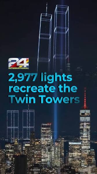 A drone display recreated the Twin Towers over New York City to commemorate the 9/11 attacks.⁣ ⁣ The artwork, titled "2,977 Lights Over New York Harbor", is a commemorative public art installation