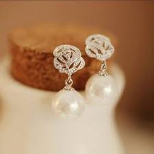 Necklaces aren't the only way to wear bridal pearls. Earrings Luxury Eardrop Rose Flower Pearl Ear Stud Earrings Wedding Jewelry Ebay