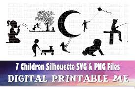 Download Kids Svg Silhouette Bundle Png Clip Art 7 Digital Etsy Kids Silhouette Clip Art Printables Kids