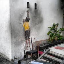 Penang Street Art Boy On Chair Street Art Penang Art