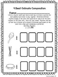 Rhythm Ostinato Composition Worksheet Mega Pack Rhythms Worksheets Composition