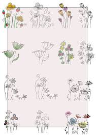 Hand Drawn Flowers Digital Collage Etsy Flower Drawing Hand Drawn Flowers Flower Doodles