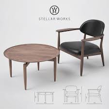3d Models Table Chair Stellar Works Slow Lounge Chair And Coffee Table In 2020 Coffee Table Stellar Works Wood Chair Design