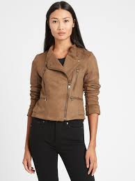 Petite Vegan Suede Quilted Biker Jacket Banana Republic In 2020 Vegan Suede Sporty Style Suede Jacket Outfit