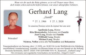 Publications by authors named gerhard lang. Traueranzeigen Von Gerhard Lang Mittelbayerische Trauer