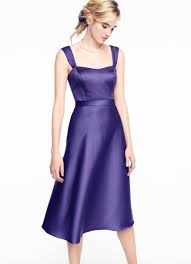Style Satin Wide Strap Tea Length Dress Tea Length Dresses Bridal Satin Tea Length Bridesmaid Dresses