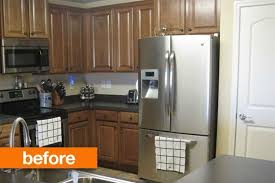 Before After Transforming A Dark Kitchen With A Diy Cabinet Makeover Kit Kitchen Cabinets And Countertops Cabinets And Countertops Painting Kitchen Cabinets