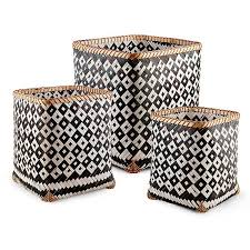 Modern laundry basketscontemporary clothes hampers laundry shoppe. Black And White Square Bamboo Baskets Set Of 3 Kirklands
