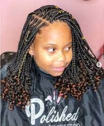 Side Parted Braided Hairstyle With Curly Tips Cool Braid Hairstyles Kids Hairstyles Box Braids Hairstyles For Black Women