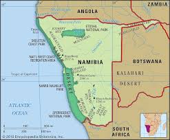 It shares its land borders with four african countries. Namibia History Map Flag Population Capital Facts Britannica
