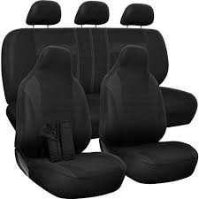 Oxgord Car Seat Cover Poly Cloth Solid Black With Front Low Bucket And 50 50 Or 60 40 Rear Split B In 2020 Leather Car Seat Covers Car Seat Cover Sets Seat Belt Pads