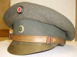 Imperial German Field Cap 1917 These Were Supposed To Come With A Field Grey Peak And Chin Strap Either Leath Military Cap German Uniforms Military Uniform