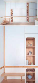 This Small Studio Apartment Has A Custom Designed Plywood Wall Unit That Has Two Sleeping Areas And Plenty Of Stor Wall Unit Custom Wall Unit Small Room Design