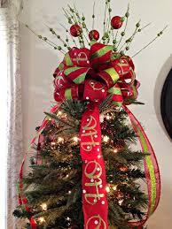 Large Red And Green Christmas Bow Ribbon Tree Topper Fast Shipping Christmas Tree Bows Colorful Christmas Tree Christmas Tree Toppers