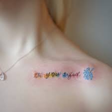 Feel free to use colors to create the best designs for your collar bone tattoos. Beautiful Watercolortattoo Torontotattoo Watercolor Tattoo Beyoutiful Letteringtattoo Toronto Watercolor Tattoo Words Beyoutiful Tattoo Tattoos