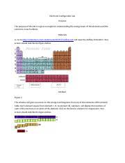 For example, since sodium (na) normally has 11 electrons, it will have 10 electrons once it loses one. Electron Configuration Lab Complete Electron Configuration Lab Purpose To Find The Relationship Between Electron Configuration And Organization Of The Course Hero