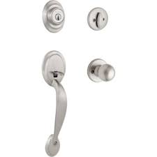 I purchased the montara handleset when i had my front door replaced this past summer. Kwikset Dakota Single Cylinder Handleset W Polo Door Knob In Satin Nickel Walmart Com Walmart Com