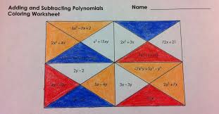 Add And Subtract Polynomials Coloring Worksheet Polynomials Algebra Lessons Adding And Subtracting