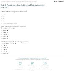 Normally, of course, we don't show the signs on positive numbers, so two of the rules above look just like standard addition and subtraction! Imaginary Numbers Worksheet Printable Worksheets And Activities For Teachers Parents Tutors And Homeschool Families
