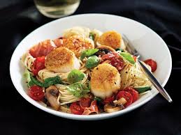 Add pasta, pasta water, parmesan cheese, scallops, and cream (optional). Seared Scallops With Angel Hair Pasta Hy Vee