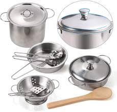 At its most basic, cooking means applying heat to food. Buy Juboury Kitchen Pretend Play Toys With Stainless Steel Cookware Pots And Pans Set Cooking Utensils Apron Chef Hat Cutting Vegetables For Kids Girls Boys Toddlers Online In Germany B07q1yrg9m