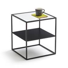 Nottingham 2 Tier Bedside Table Bedside Table Metal Glass Bedside Table Black Metal Bedside Table