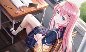 Affordable and search from millions of royalty free images, photos and. Wallpaper Anime Girls Legs Crossed Pink Hair Blue Eyes 1500x911 Onecivilization 1987457 Hd Wallpapers Wallhere