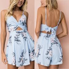 Womens Sleeveless Holiday Mini Playsuit Jumpsuit Rompers Summer Beach Shorts Jumpsuitdenim Jum Holiday Outfits Summer Dresses Summer Teens Romper Outfit