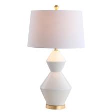 Jonathan Y Alba 29 In White Gold Leaf Geometric Ceramic Metal Led Table Lamp Jyl4013a Led Table Lamp Table Lamp Lamp