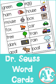 Dr Seuss Word Cards Dr Seuss Centers Kindergarten Writing Center Preschool Rhyming Words Activities
