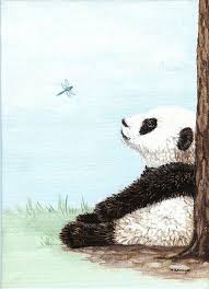 Pensive Panda Original Acrylic Painting 5 X 7 Panda Painting Panda Bear Art Panda Images