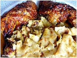 Poulet Roti En Sauce Et Ses Feuilles De Semoule Kabyles Achepath Recette Recettes De Cuisine Cuisine Orientale Cuisine