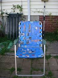 Repurposed Metal Lawn Chair Using Dog Food Bags For The Chair Webbing Feed Bags Metal Lawn Chairs Lawn Chairs