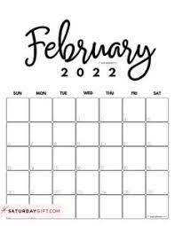 Detailbild Cute Free Printable February 2022 Calendar Saturdaygift