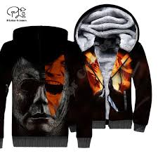Halloween Horror Terror Movie Cosplay Michael Myers Jason 3Dprint Unisex  Herfst Winter Warme Jas Fleece Jas Grappige Hoodies X1