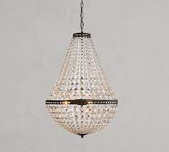 Made of iron with handmade glass flowers. Mia Crystal Chandelier Pottery Barn